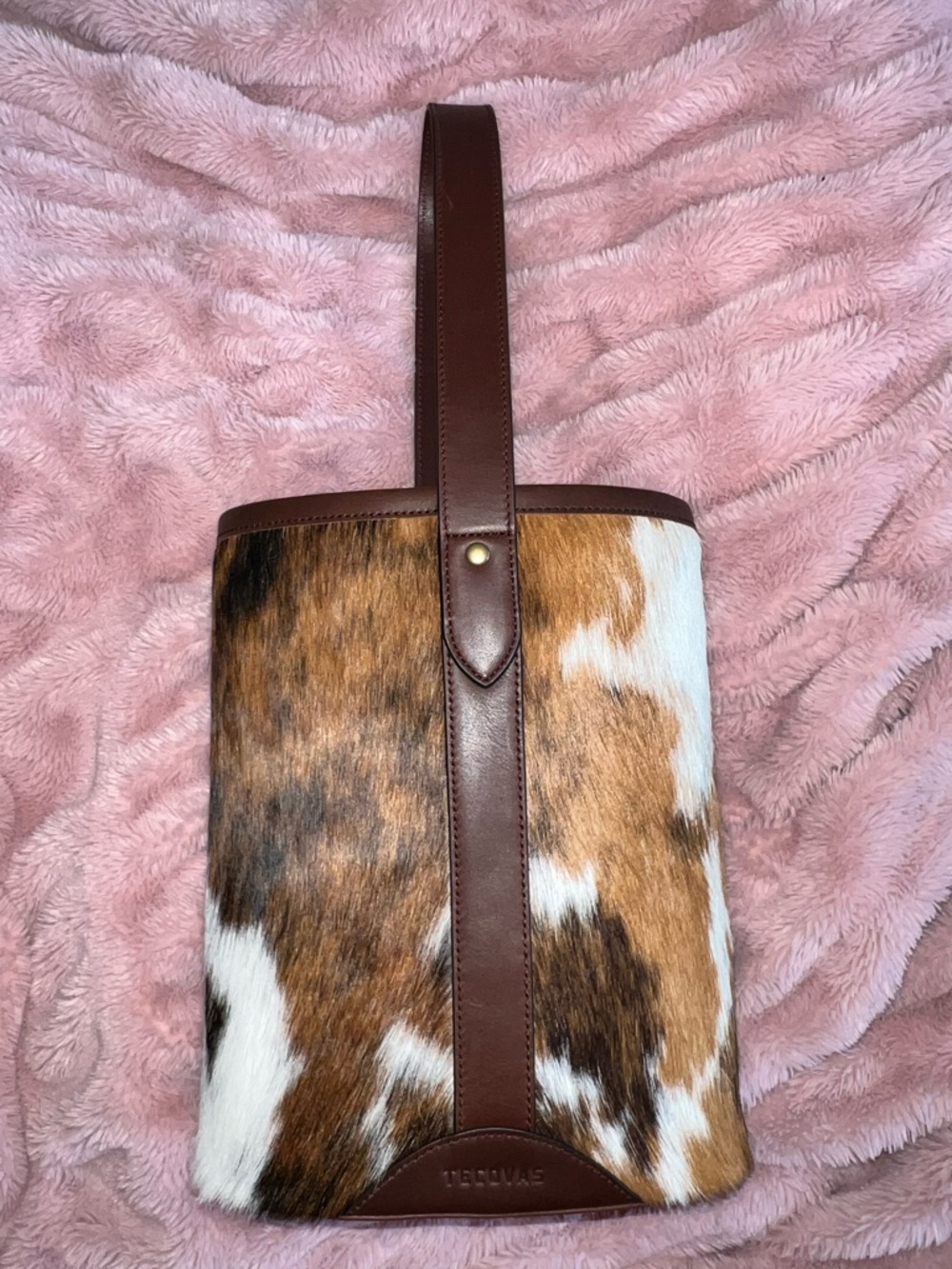 Tecova Wine Tote- Leather Trim Cowhide
